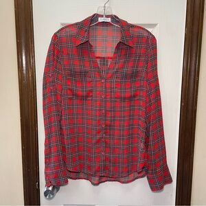 Express Red and Black Plaid Shirt